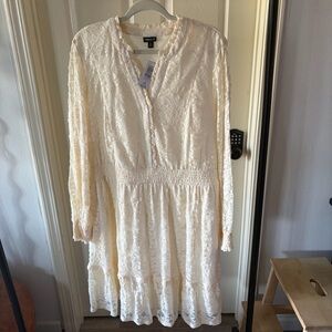 Torrid Cream Lace Long Sleeve Dress